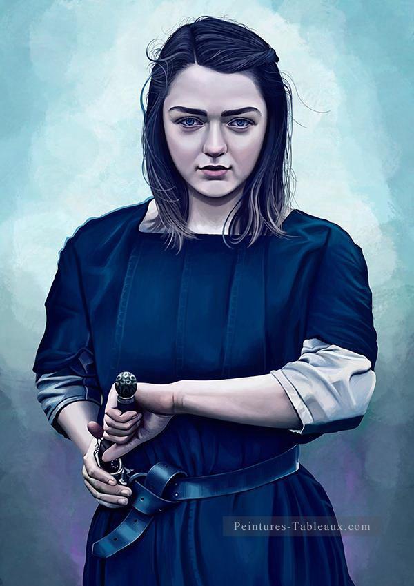 Portrait d’Arya Stark en guerrière Le Trône de fer Peintures à l'huile